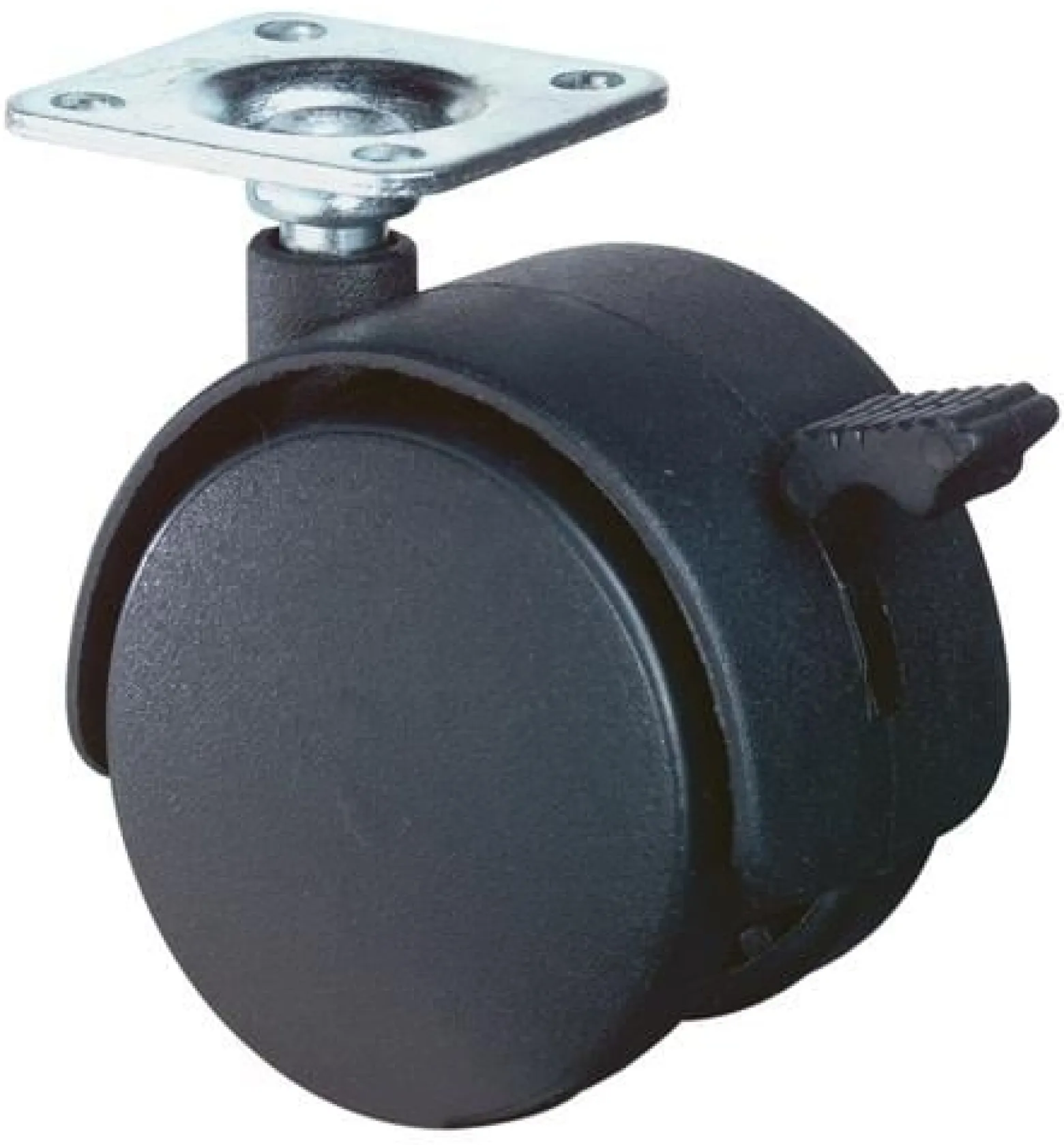 BS Rollen Kunststoffdoppelrolle mit Feststeller Polyamid Anschraubplatte 30 kg - F85.040.PL