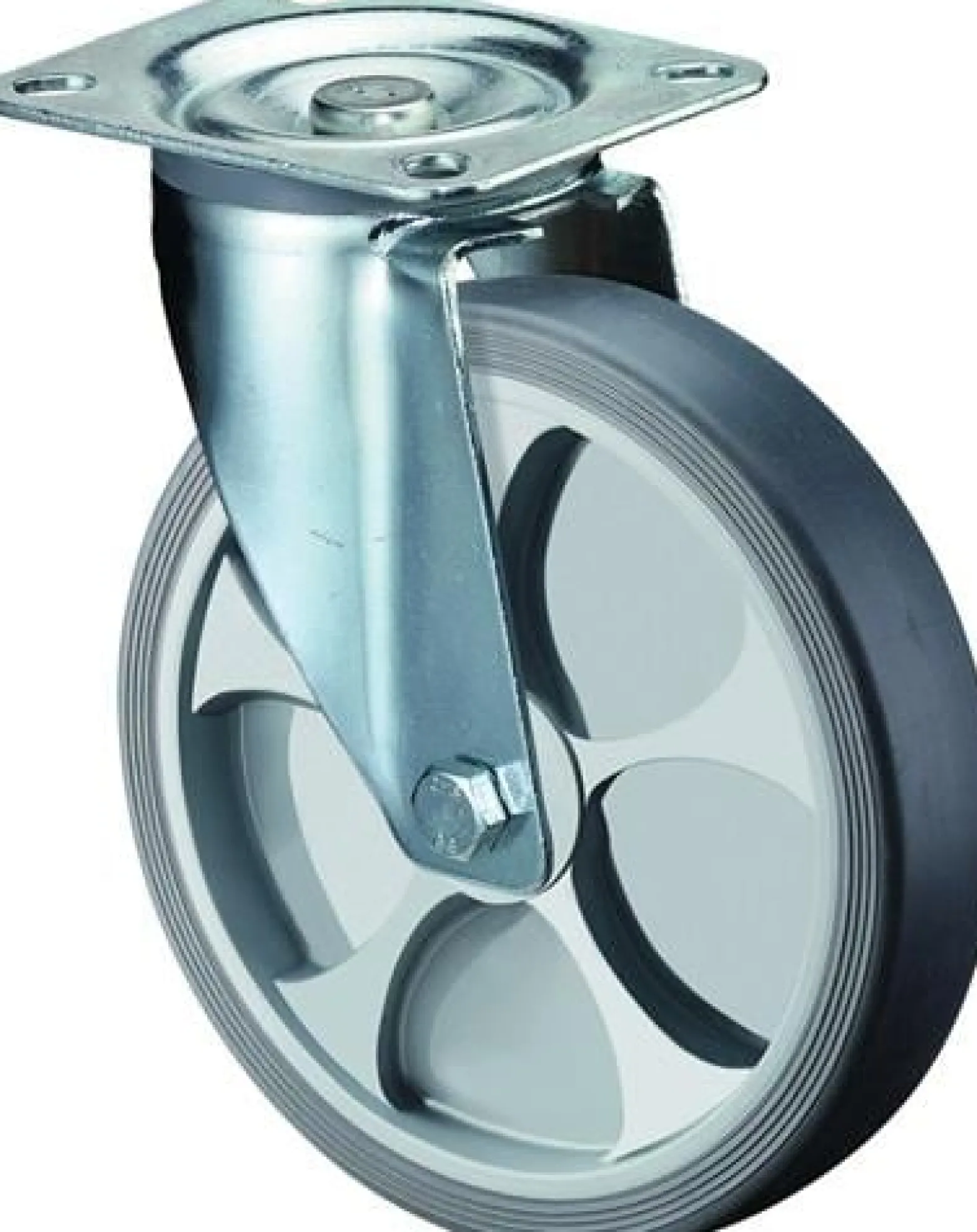 BS Rollen Lenkrolle mit Anschraubplatte thermoplastisches Gummi Rollenlager 100 mm 110 kg - L400.B44.101