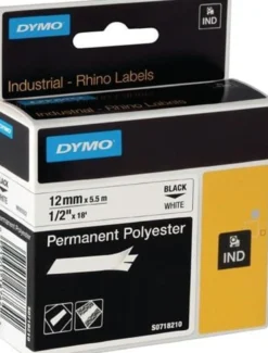 Dymo Schriftband Bandbreite 12 mm Bandlänge 5,5 m schwarz auf weiß Polyesterband - 18483