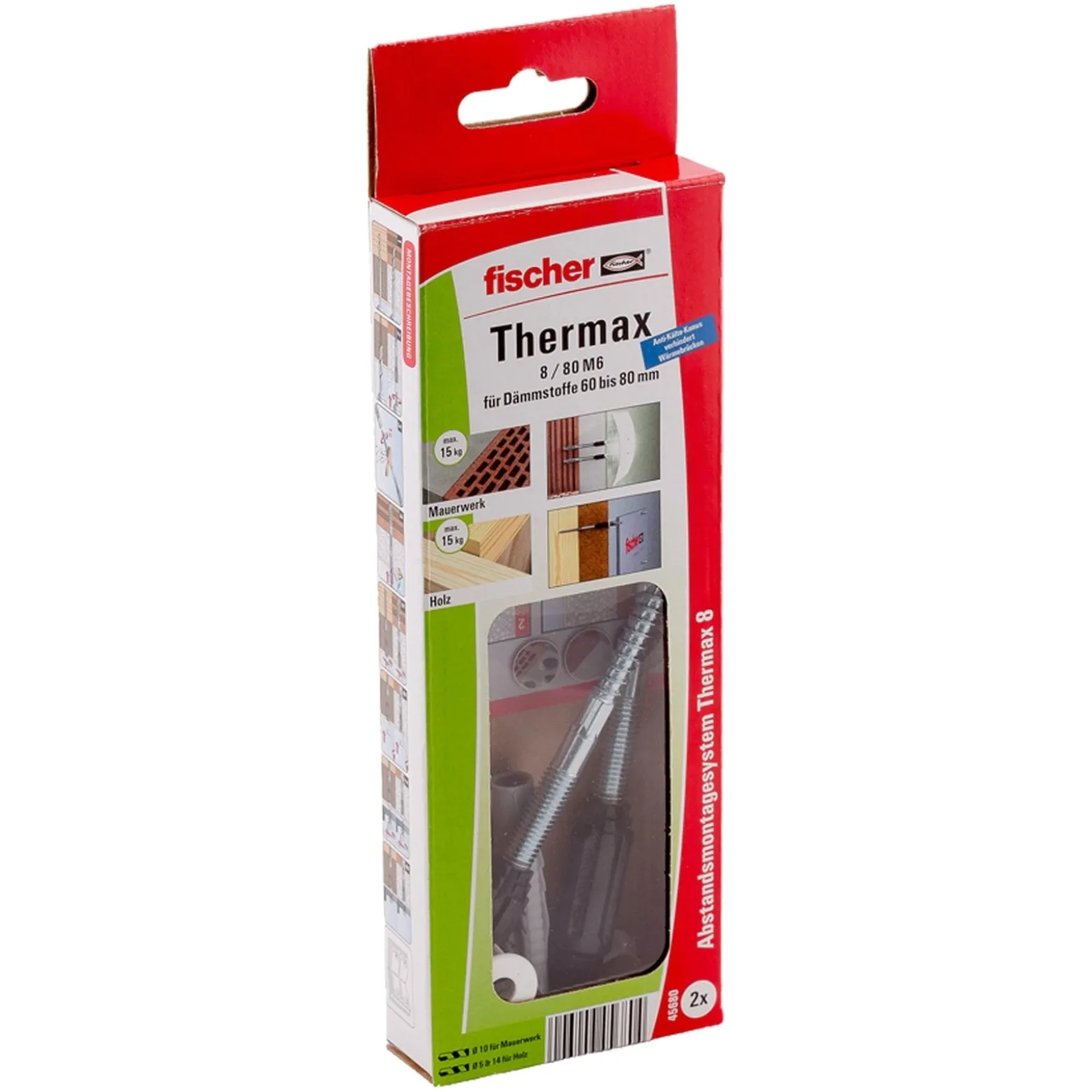 Fischer 2x Abstandsmontagesystem Thermax 8/80 M6 B - 45680