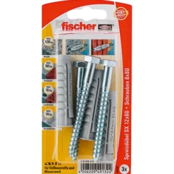 Fischer 3x Dübel SX 12x60 S mit Schraube - 49132 Auslauf