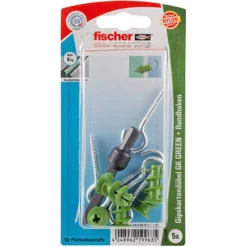 Fischer 5x Gipskartondübel GK GREEN RH mit Rundhaken - 524839