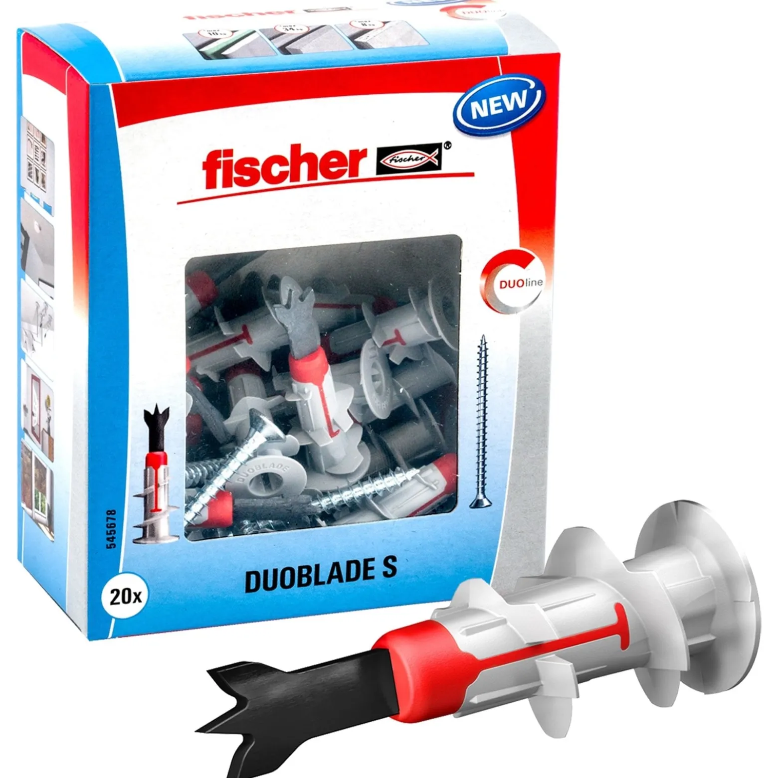 Fischer 20x Gipskartonplatten-Dübel DUOBLADE S inkl. 20x Spanplattenschraube 4,5 x 40 mm