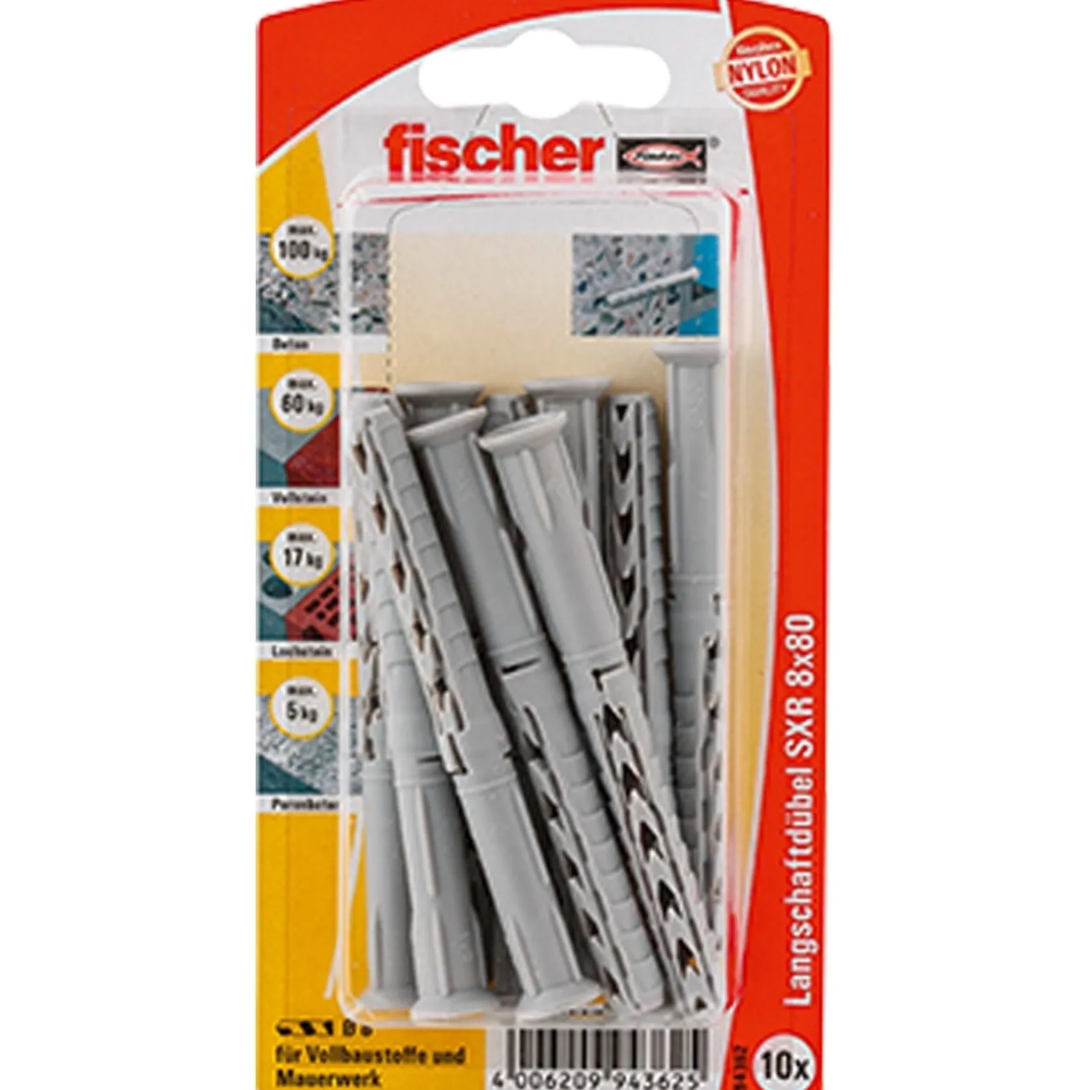 Fischer 10x Langschaftdübel SXR 8X80 - 94362