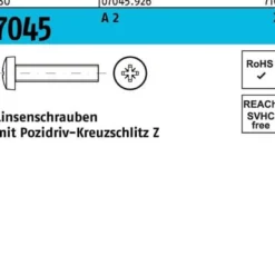 Flachkopfschraube ISO 7045 PZ M6x 50-Z A 2 200 Stück