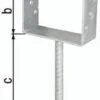 GAH Alberts U-Pfostenträger ETA-10/0210 71x100x200x60mm TZN m.Betonanker a.Riffelstahl - 214234