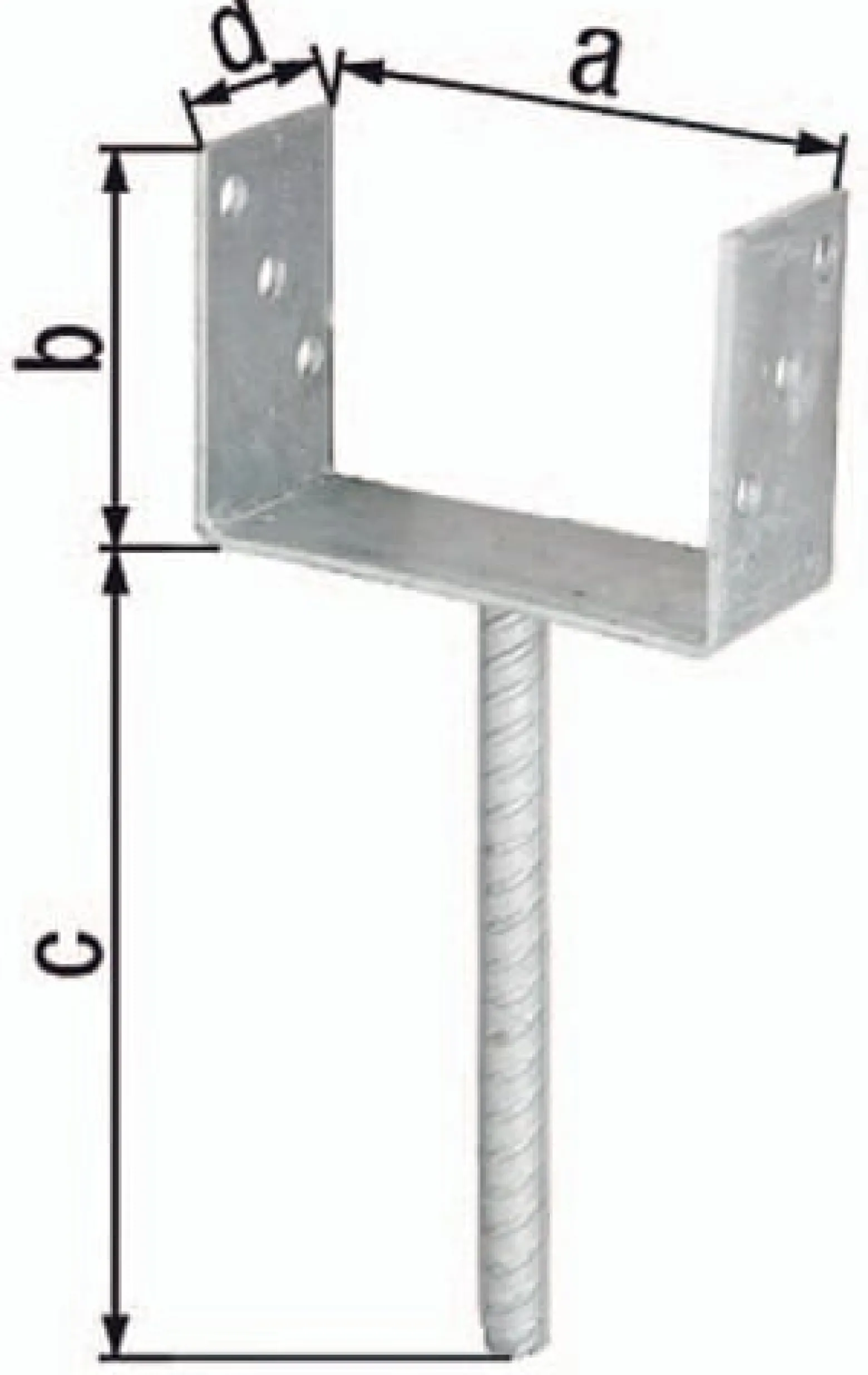 GAH Alberts U-Pfostenträger ETA-10/0210 71x100x200x60mm TZN m.Betonanker a.Riffelstahl - 214234