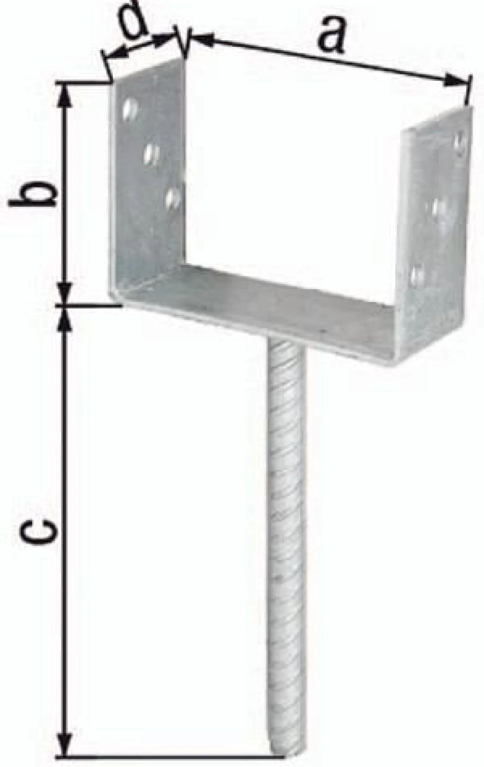 GAH Alberts U-Pfostenträger ETA-10/0210 71x100x200x60mm TZN m.Betonanker a.Riffelstahl - 214234