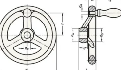 Ganter Norm Handrad GN 950 b 22 mm d1 200 mm d2 20 mm - 950-GG-200-B20-D