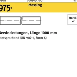 Gewindestange DIN 975 M6x 1000mm Messing 1 Stück