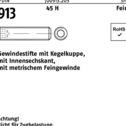 Gewindestift DIN 913 Kegelkuppe/Innen-6kt M16x1,5x60 45 H Feingew. 50St.
