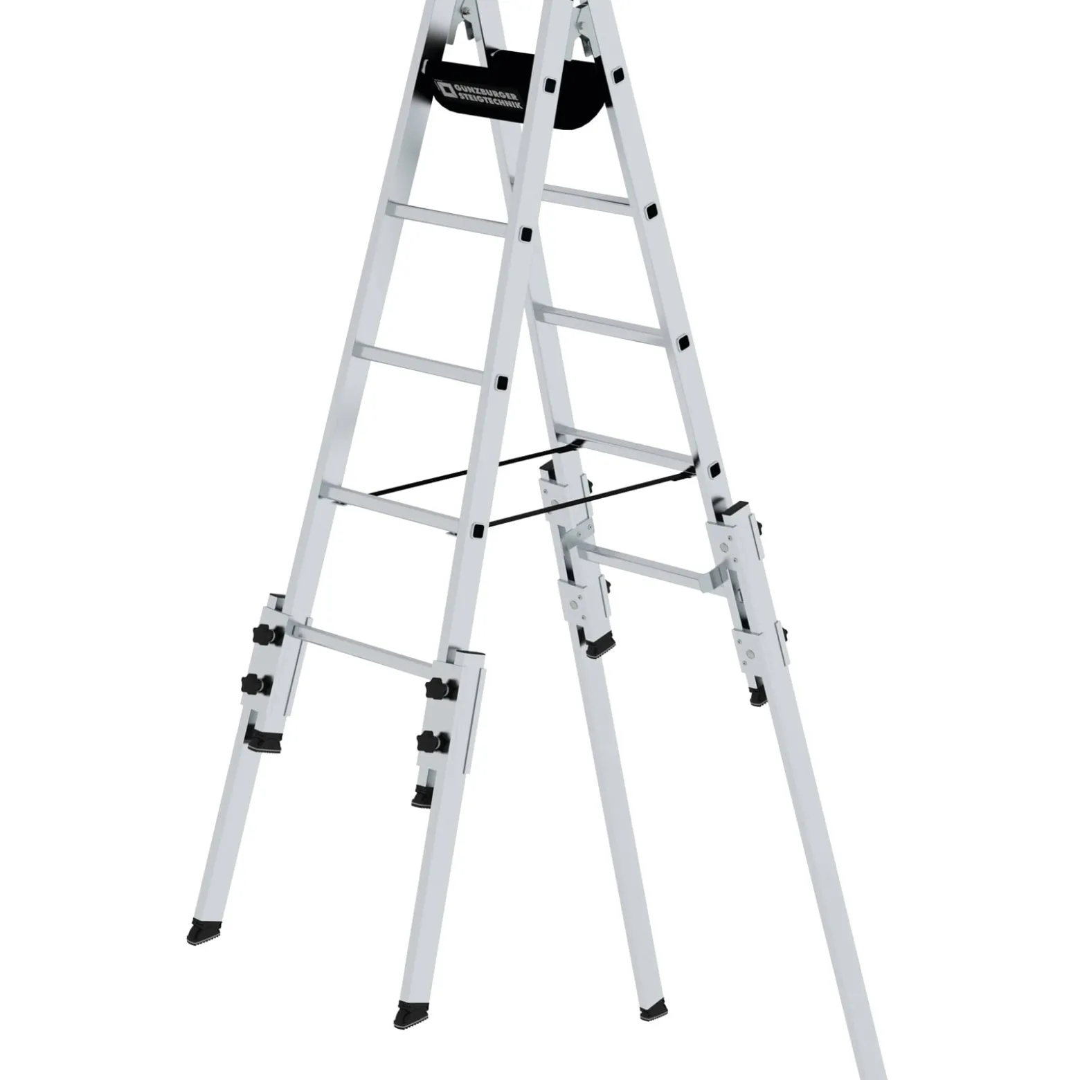 Günzburger Steigtechnik Aluminium Stehleiter 2x5 Sprossen treppengängig - 033510