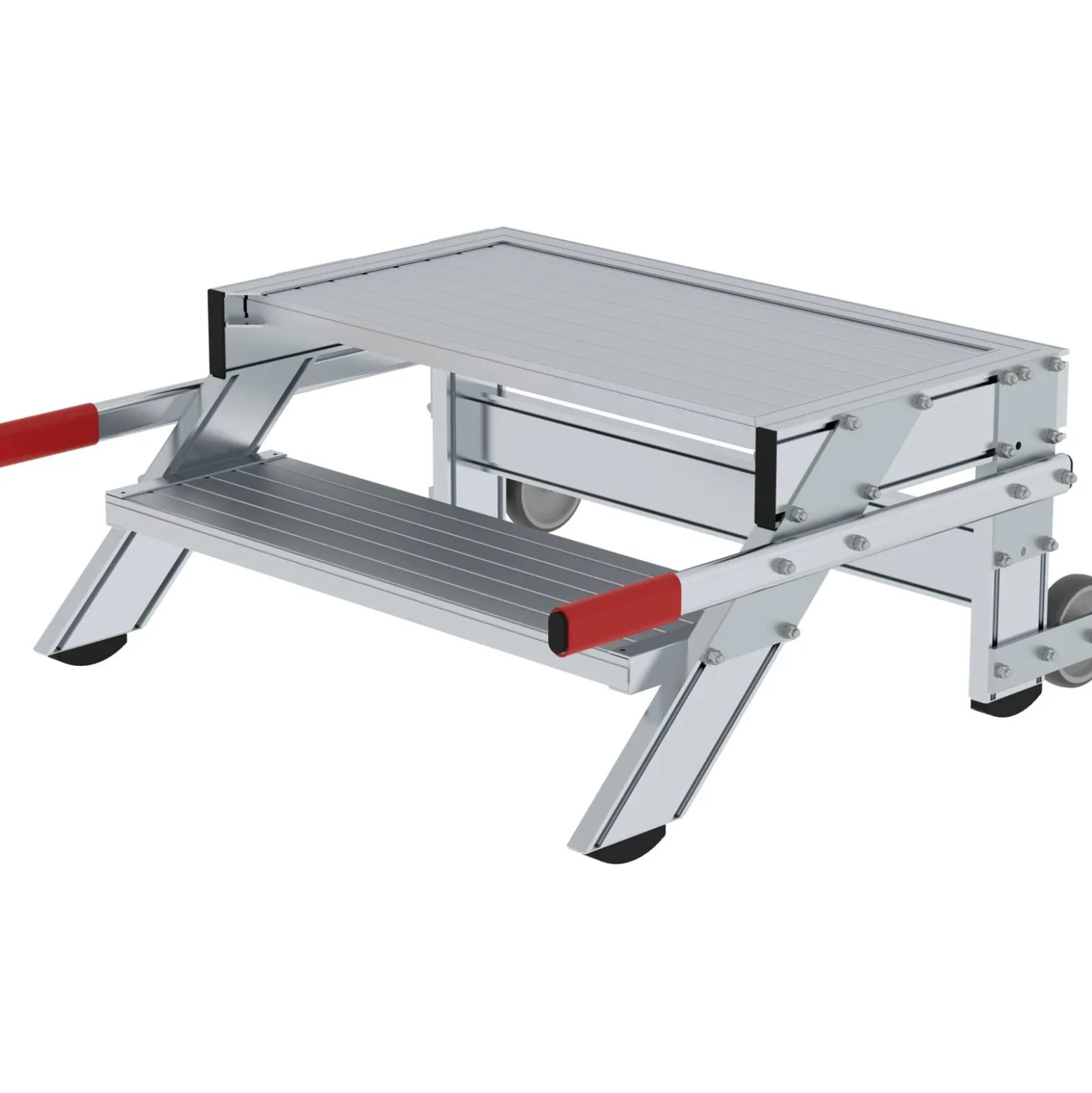 Günzburger Steigtechnik Arbeitspodest fahrbar Stufenbreite 0,8 m Aluminium geriffelt 2 Stufen - 050015