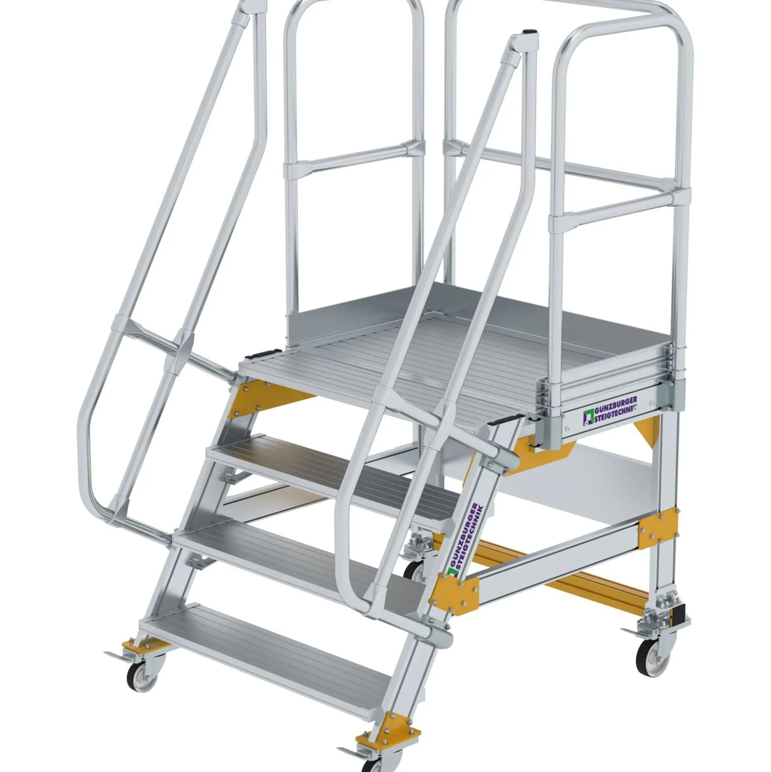 Günzburger Steigtechnik Plattformtreppe 60° fahrbar Stufenbreite 1 m 4 Stufen - 600744