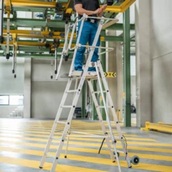 Günzburger Steigtechnik Plattformleiter FlexxStep 4 Sprossen mit Teleskopaufsatz 2 Sprossen - 052534