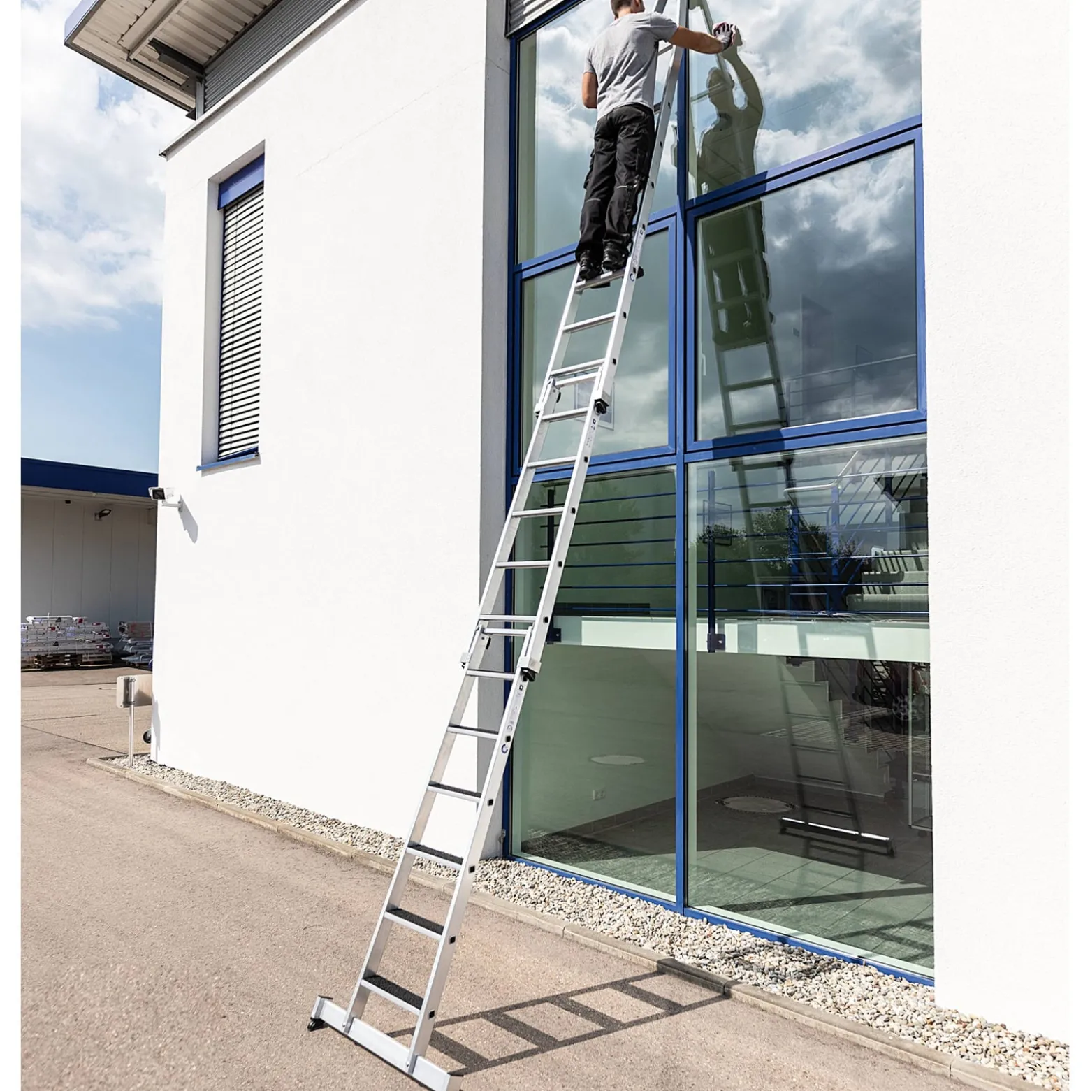 Günzburger Steigtechnik Stufen-Glasreinigerleiter Mittelteil mit clip-step R13 5 Stufen - 012012