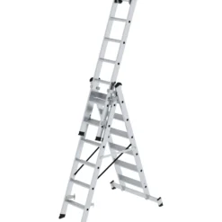 Günzburger Steigtechnik Stufen-Mehrzweckleiter 3tlg. mit nivello-Traverse 3 x 6 Stufen - 033318