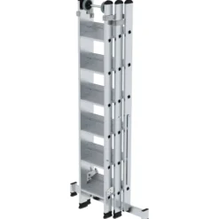 Günzburger Steigtechnik Stufen-Mehrzweckleiter 3tlg. mit nivello-Traverse 3 x 6 Stufen - 033318