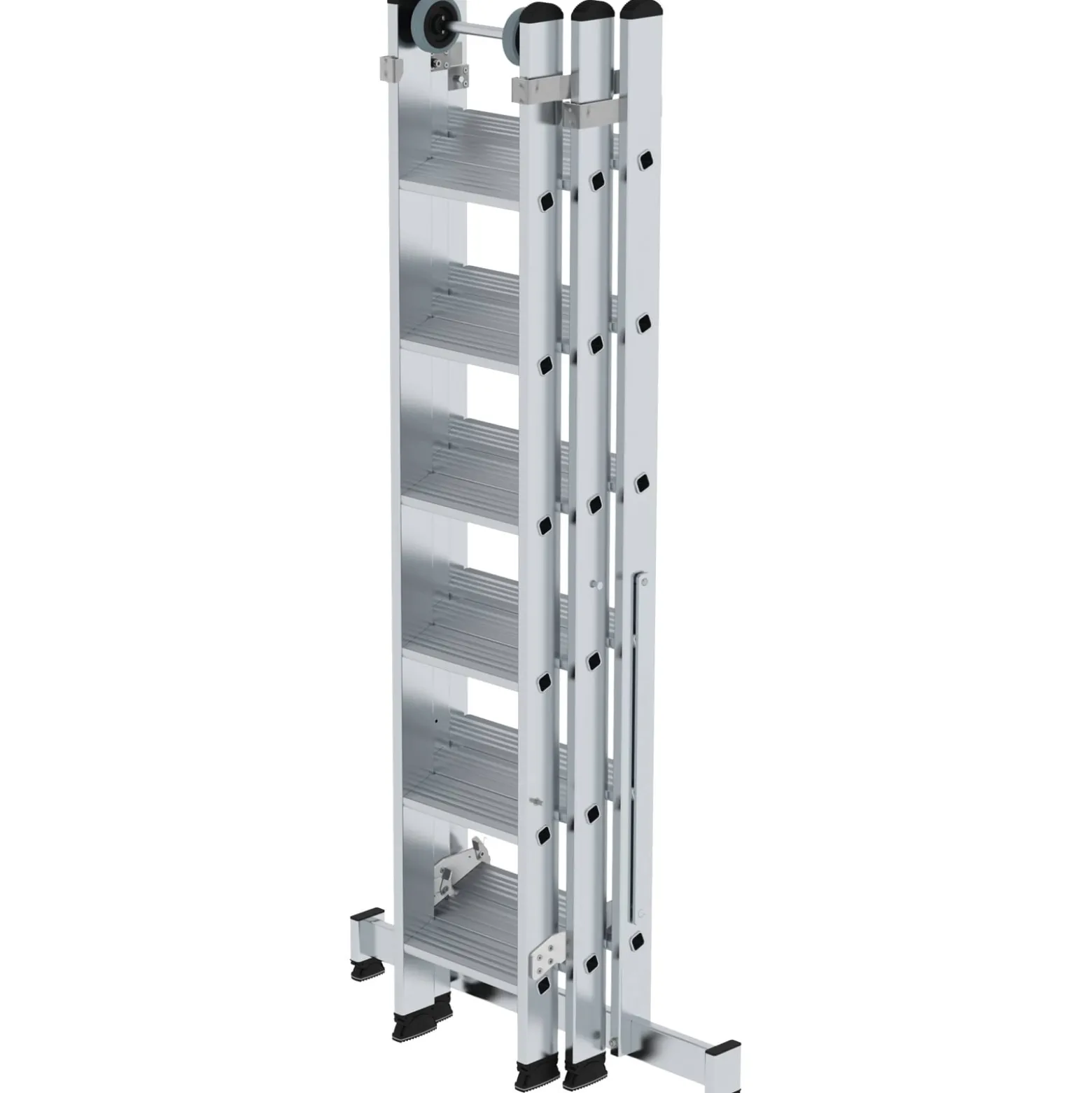 Günzburger Steigtechnik Stufen-Mehrzweckleiter 3tlg. mit nivello-Traverse 3 x 6 Stufen - 033318