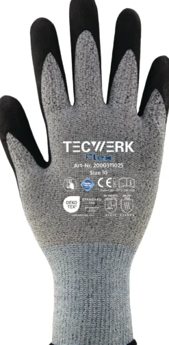 Handschuhe Flex Gr.8 grau/schwarz EN 388 PSA II TECWERK