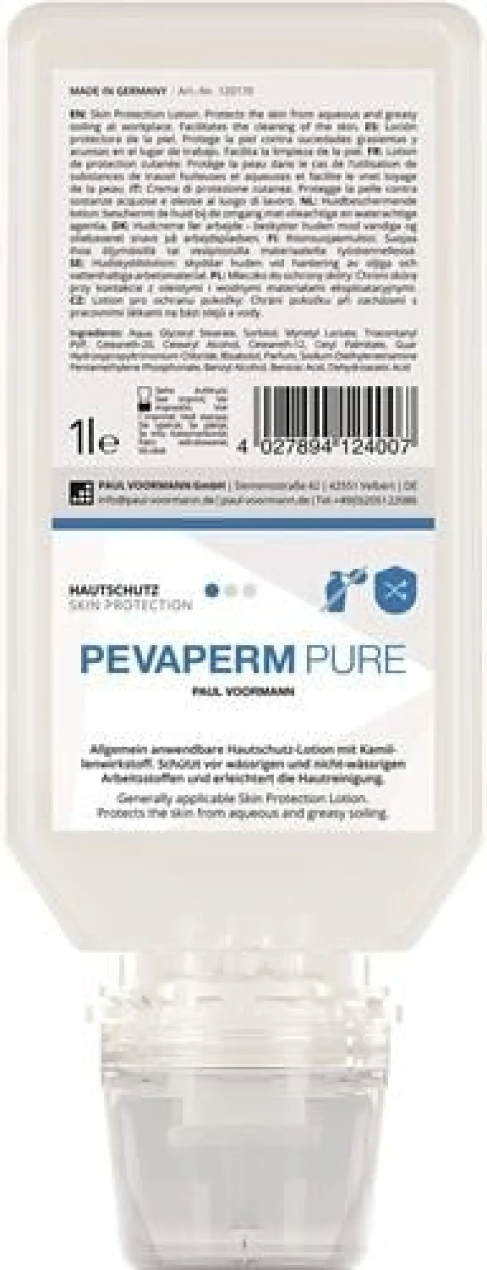 Hautschutz PEVAPERM PURE 1l unparfümiert Softflasche PAUL VOORMANN
