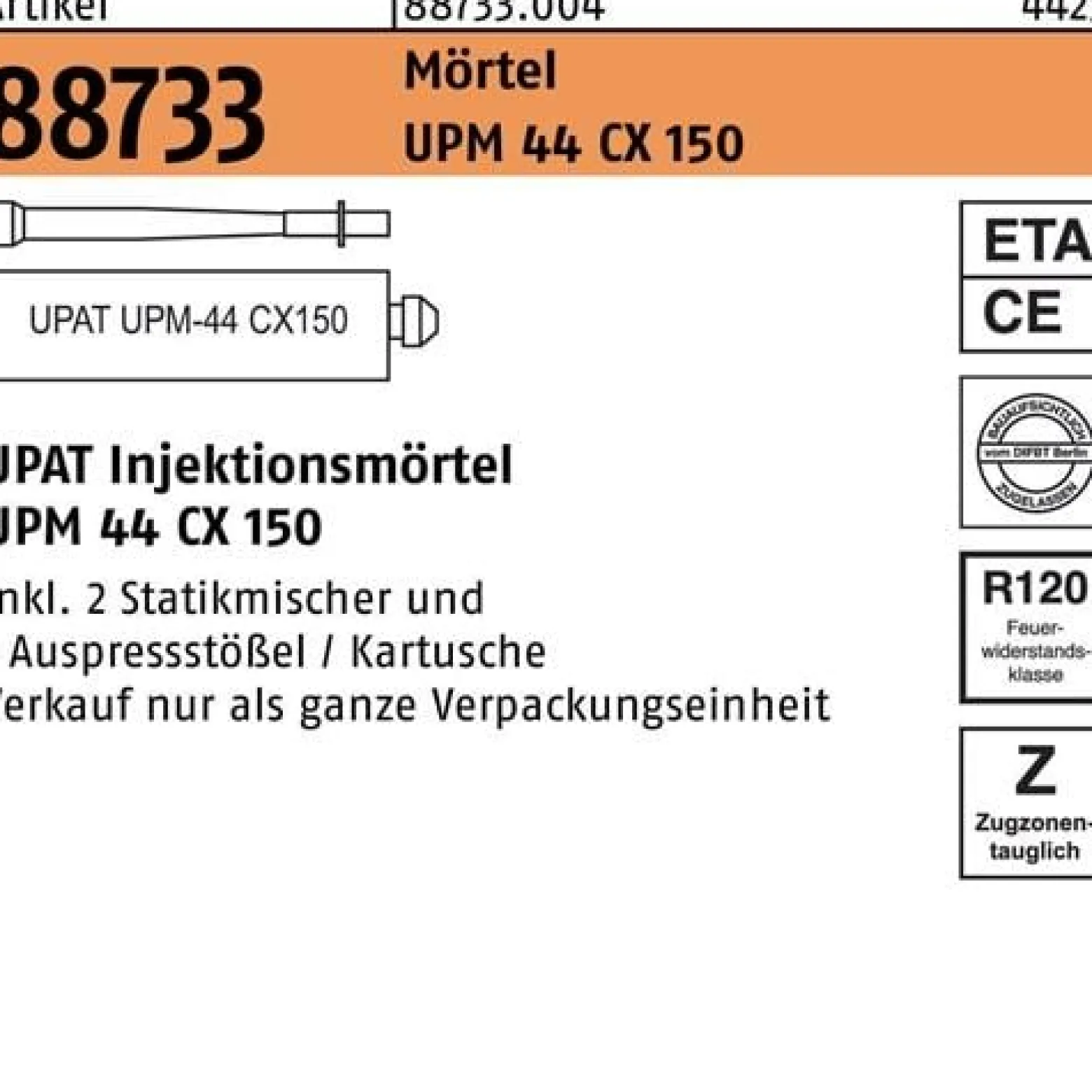 Injektionsmörtel R 88733 UPM 44Cx 150 Kunstharz 1 Stück UPAT