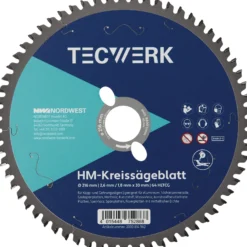 Kappkreissägeblatt AD 260mm Z.80 HLTCG Schnitt-B.2,8mm TECWERK