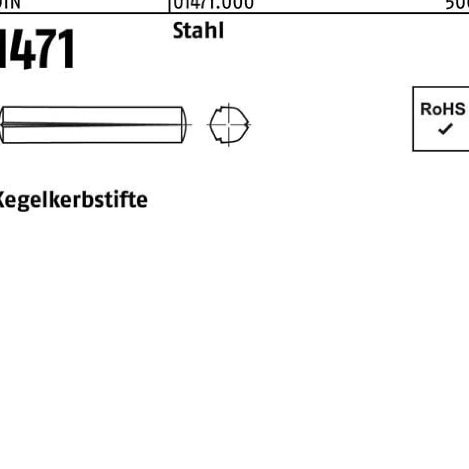 Kegelkerbstift DIN 1471 8x 40 Stahl 100 Stück