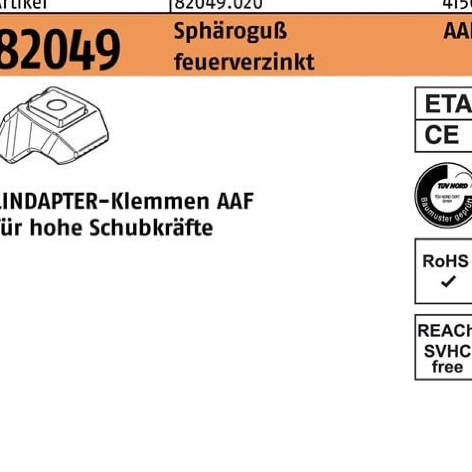 Klemme R 82049 AAF M12 Sphäroguß feuerverz. 1 Stück LINDAPTER