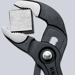 Knipex Cobra® mit Befestigungsöse grau atramentiert, mit Mehrkomponenten-Hüllen, mit integrierter Befestigungsöse zum Anbringen einer Absturzsicherung 250 mm - 8702250TBK