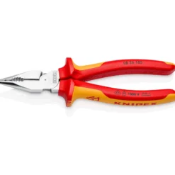 Knipex Spitz-Kombizange isoliert mit Mehrkomponenten-Hüllen VDE-geprüft verchromt 185 mm - 0826185