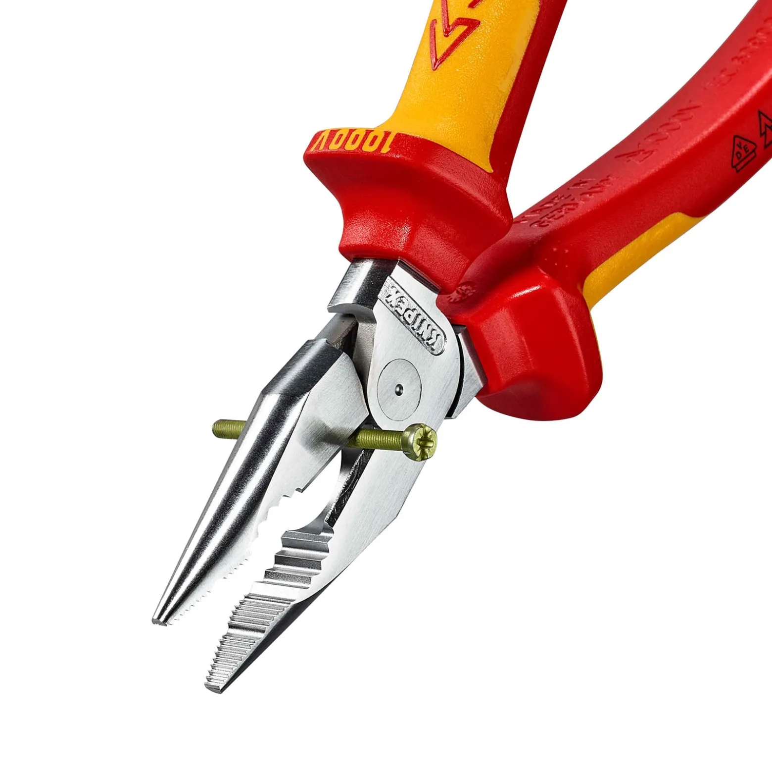Knipex Spitz-Kombizange isoliert mit Mehrkomponenten-Hüllen VDE-geprüft verchromt 185 mm - 0826185