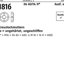 Kreuzlochmutter DIN 1816 M 60 x 1,5 Automatenstahl/14 H 5 Stück