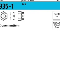 Kronenmutter DIN 935-1 M12 SW 19 A 4 25 Stück