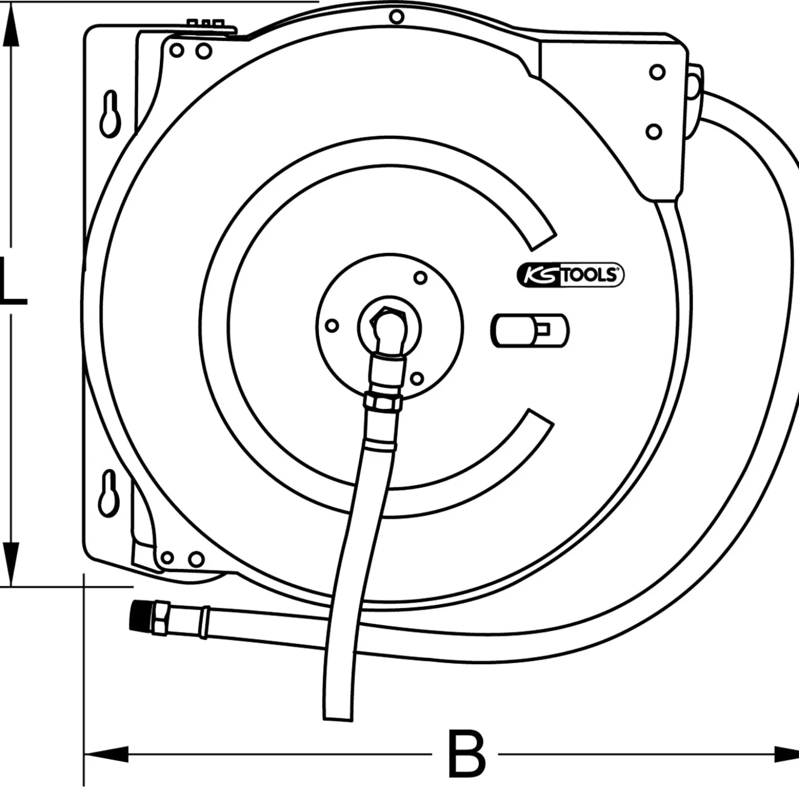 KS TOOLS Automatischer Druckluftschlauch-Aufroller Ø 10 mm x 15 m - 515.3440