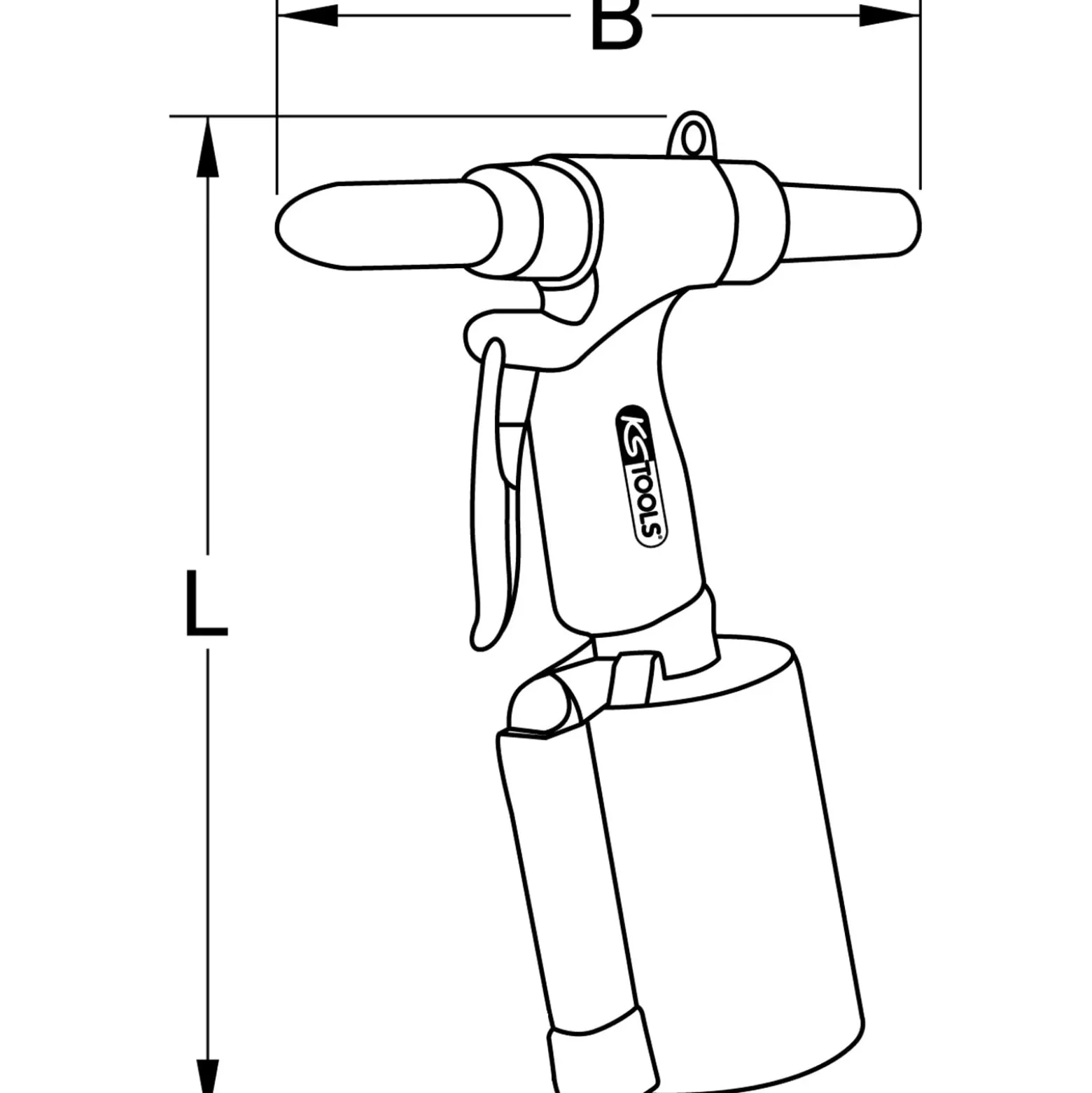 KS TOOLS Druckluft-Blindniet-Pistole 2,4-3,2-4-4,8 mm - 515.3102