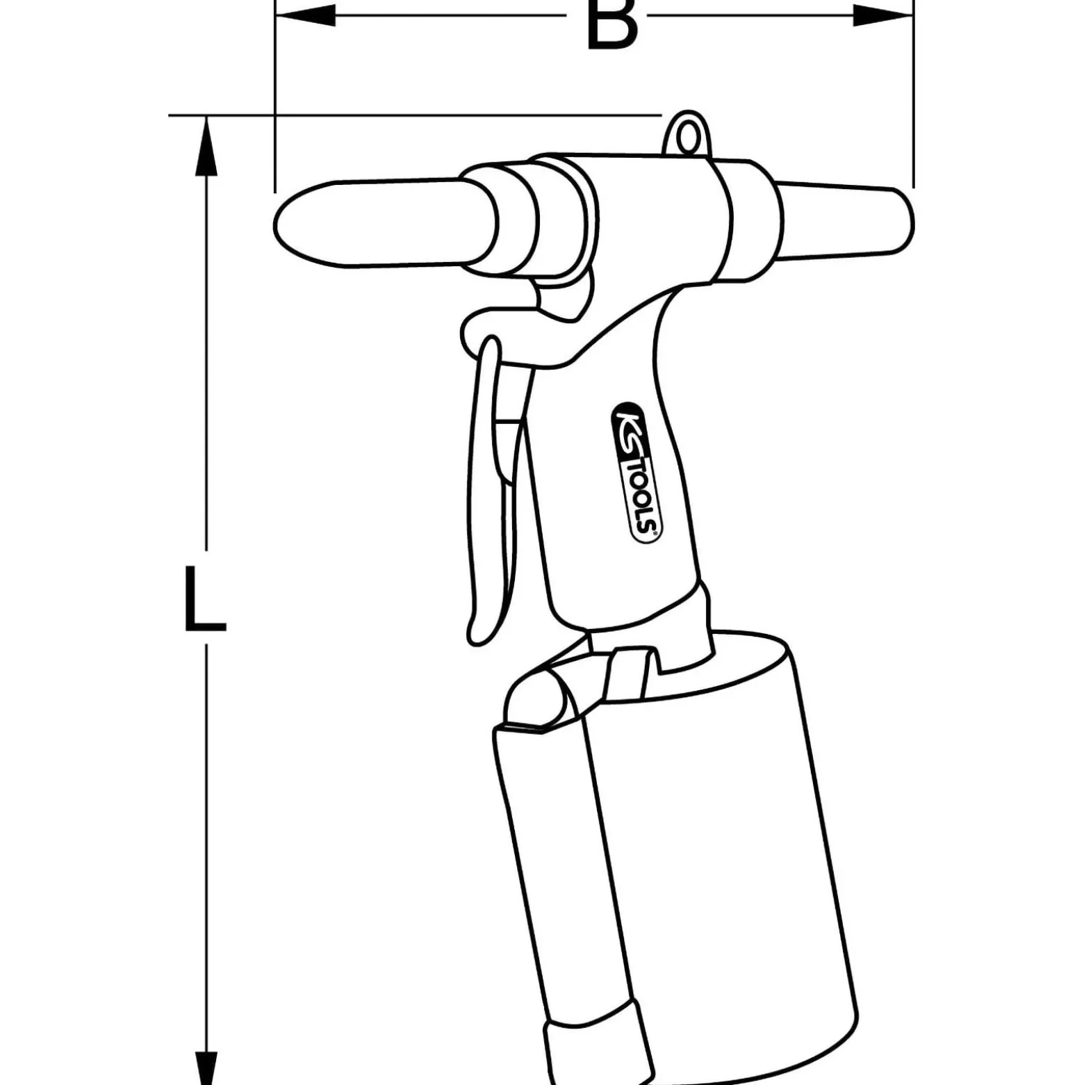 KS TOOLS Druckluft-Blindniet-Pistole 2,4-3,2-4-4,8 mm - 515.3102