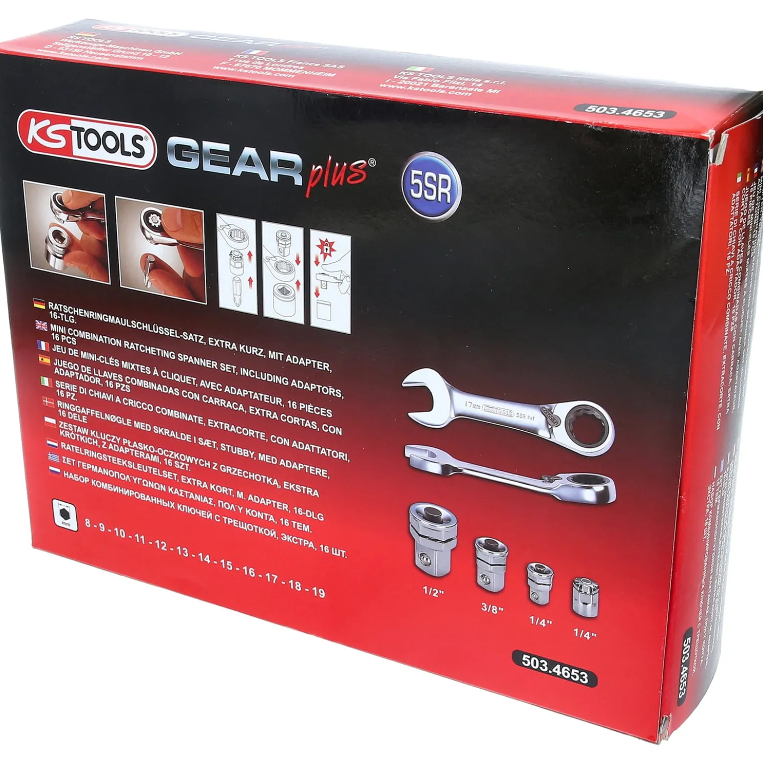 KS TOOLS GEARplus Ratschenringmaulschlüssel-Satz kurz 16tlg. - 503.4653