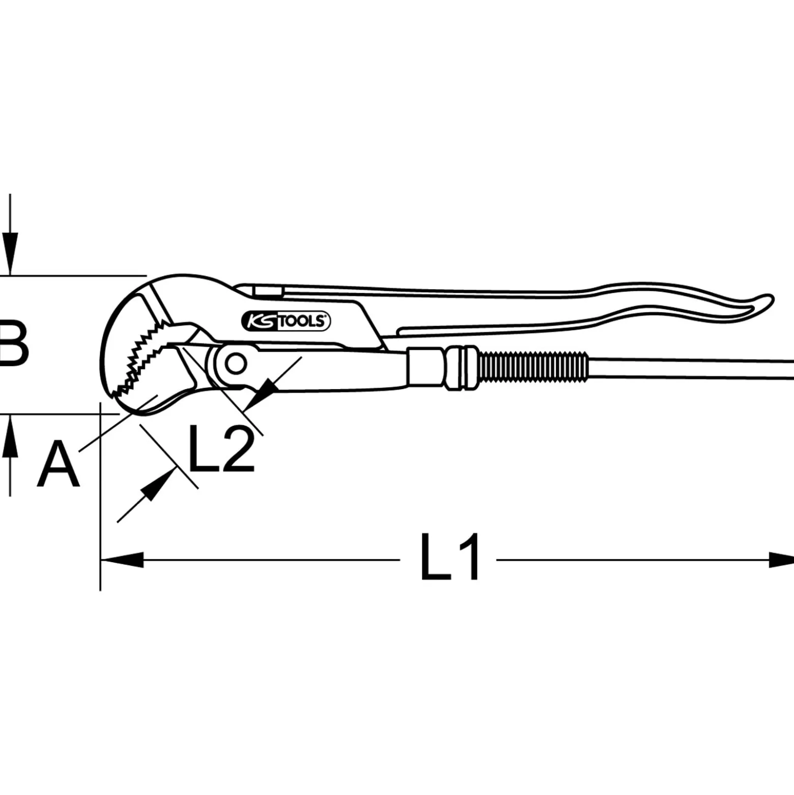 KS TOOLS 45° gewinkelte Eckrohrzange 2" - 113.2000