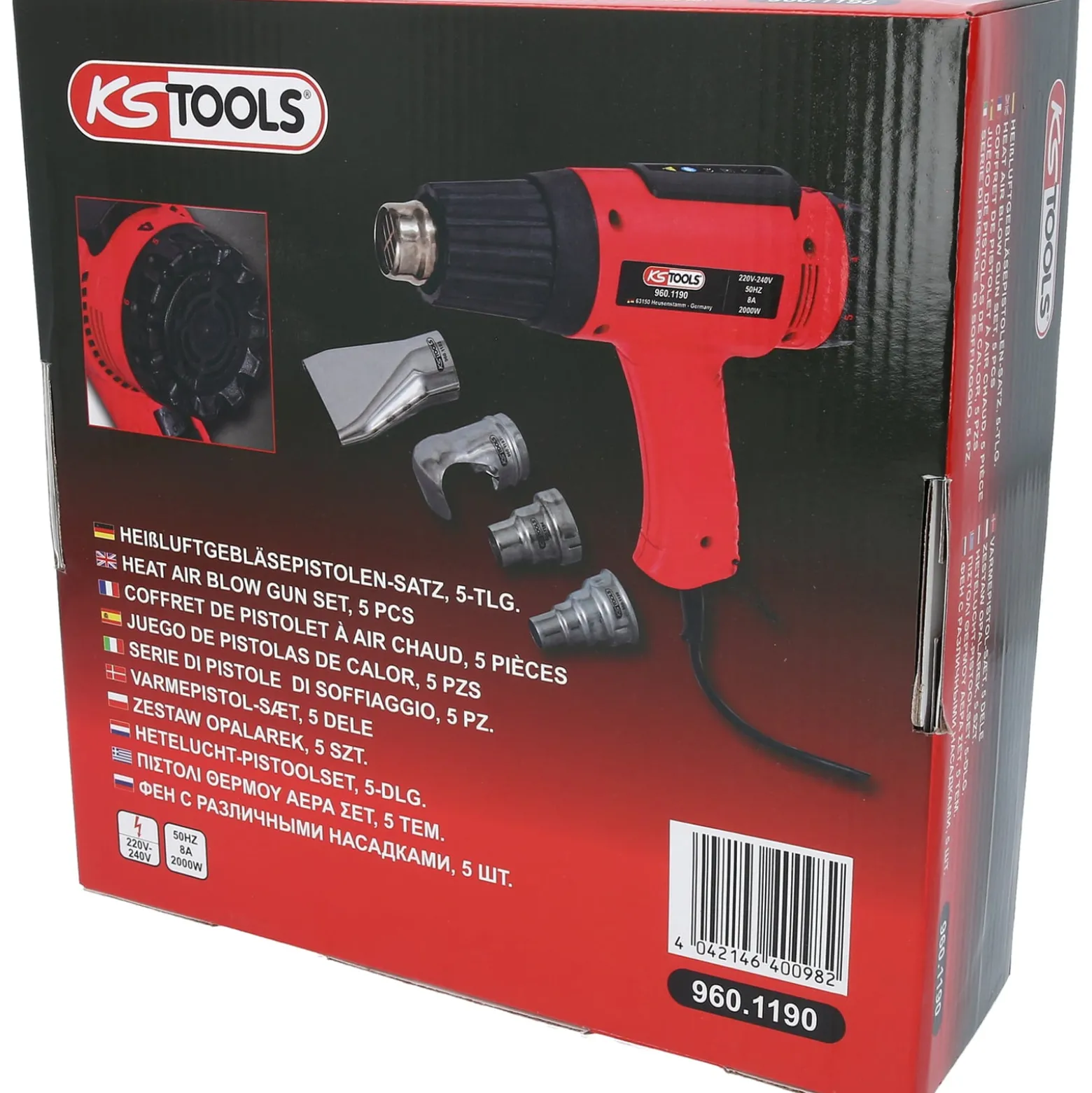 KS TOOLS Heißluft-Gerät Satz inkl. 4 Aufsätze - 960.1190