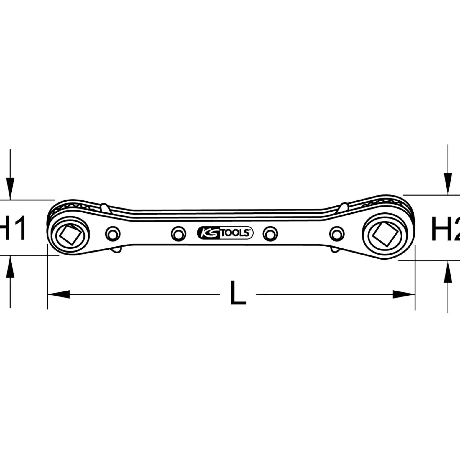 KS TOOLS 4 in 1 Kälte-Klima-Ratschenschlüssel umschaltbar - 130.0122