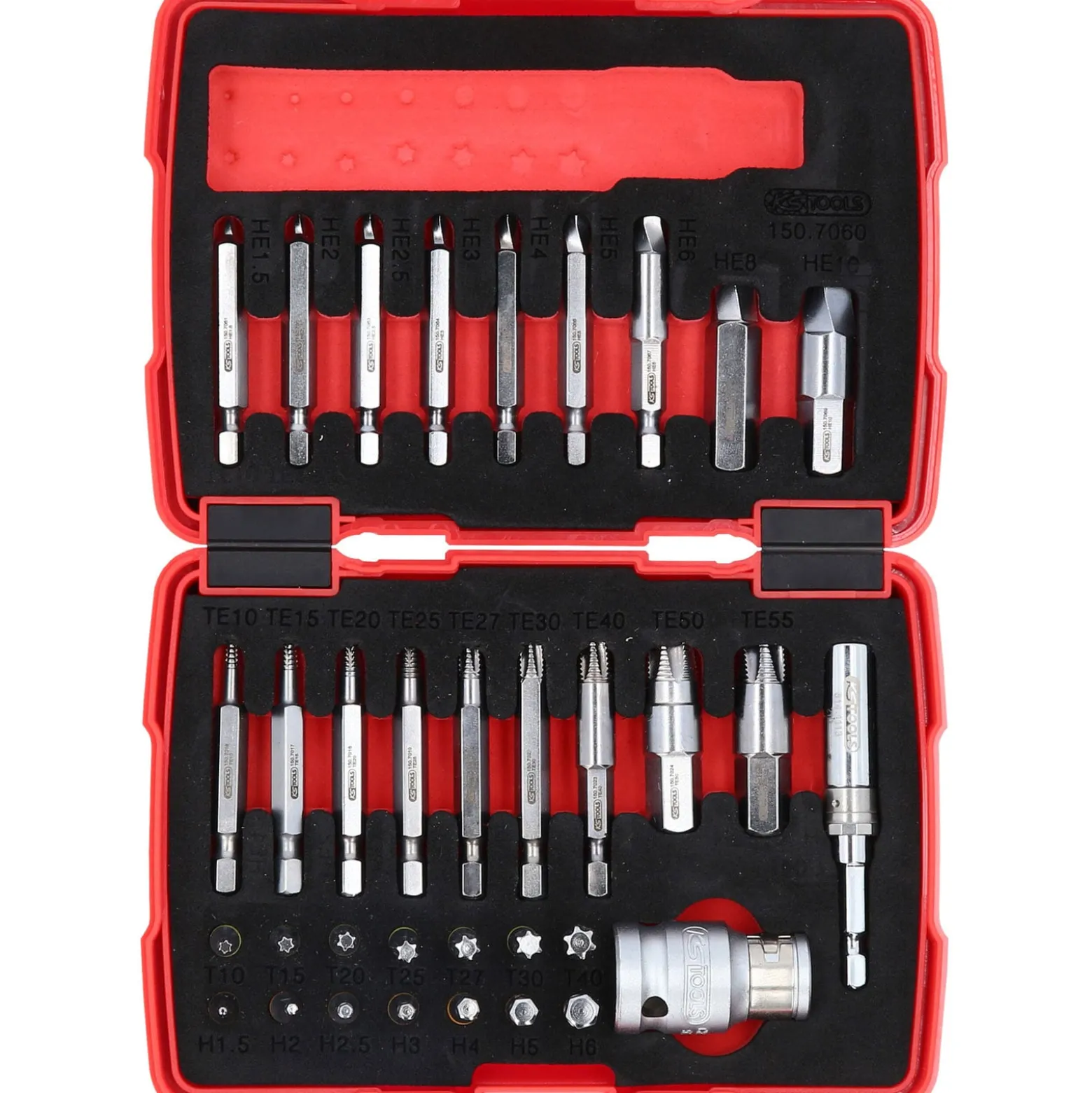 KS TOOLS 1/4" + 10 mm Torx- und Innensechskant-Schrauben-Ausdreher-Satz 34tlg. - 150.7060