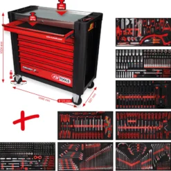 KS TOOLS Performanceplus Werkstattwagen-Satz P25 mit 564 Werkzeugen für 8 Schubladen - 825.8564