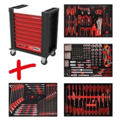 KS TOOLS Performanceplus Werkstattwagen-Satz P10 mit 241 Werkzeugen für 4 Schubladen - 810.4241