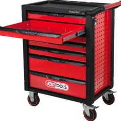 KS TOOLS RACINGline SCHWARZ/ROT Werkstattwagen mit 7 Schubladen - 826.0007