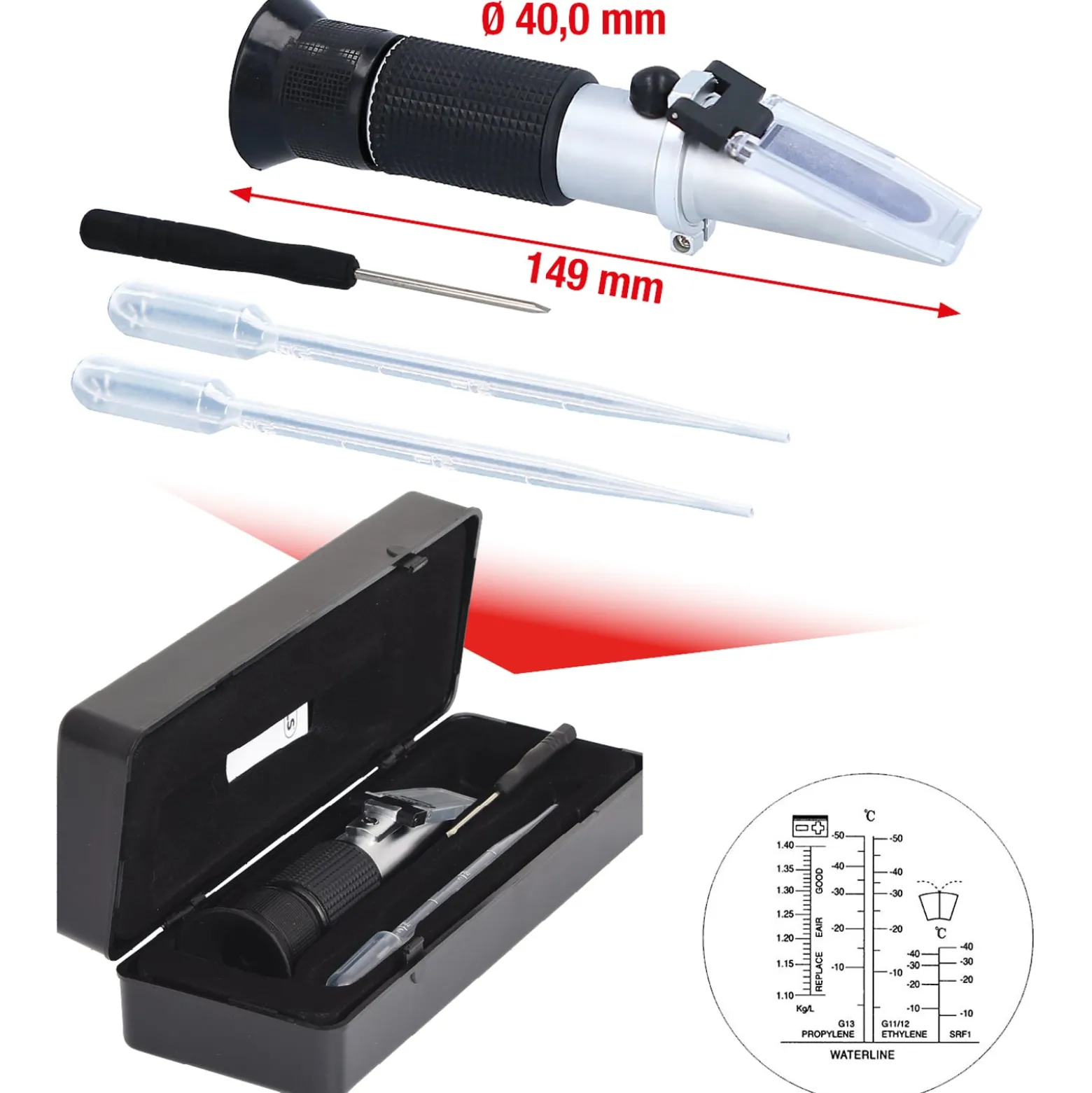 KS TOOLS Refraktometer Kühlflüssigkeit / Batteriesäure - 550.1290