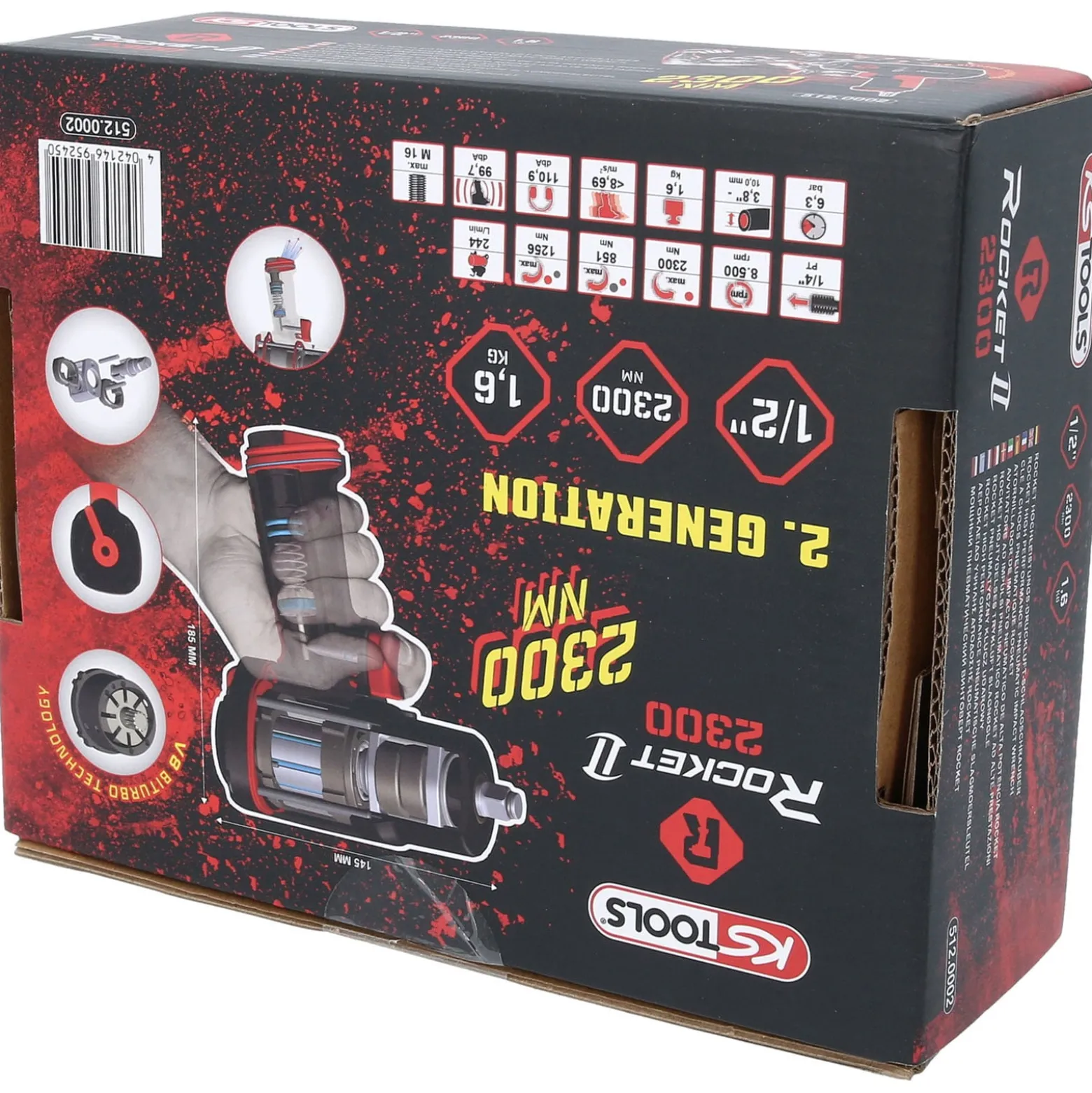 KS TOOLS 1/2" ROCKET II Hochleistungs-Druckluft-Schlagschrauber 2.300 Nm - 512.0002