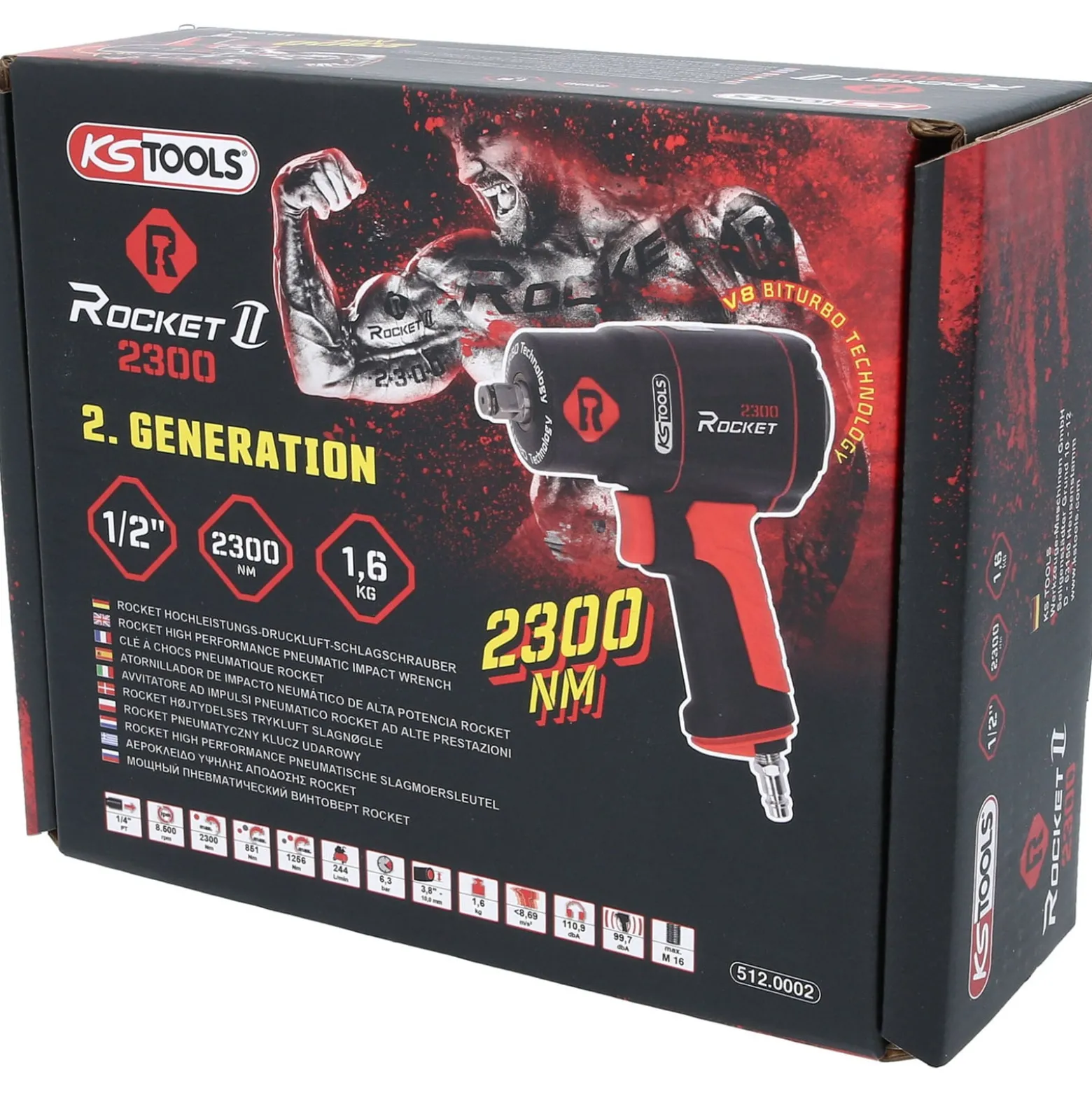 KS TOOLS 1/2" ROCKET II Hochleistungs-Druckluft-Schlagschrauber 2.300 Nm - 512.0002