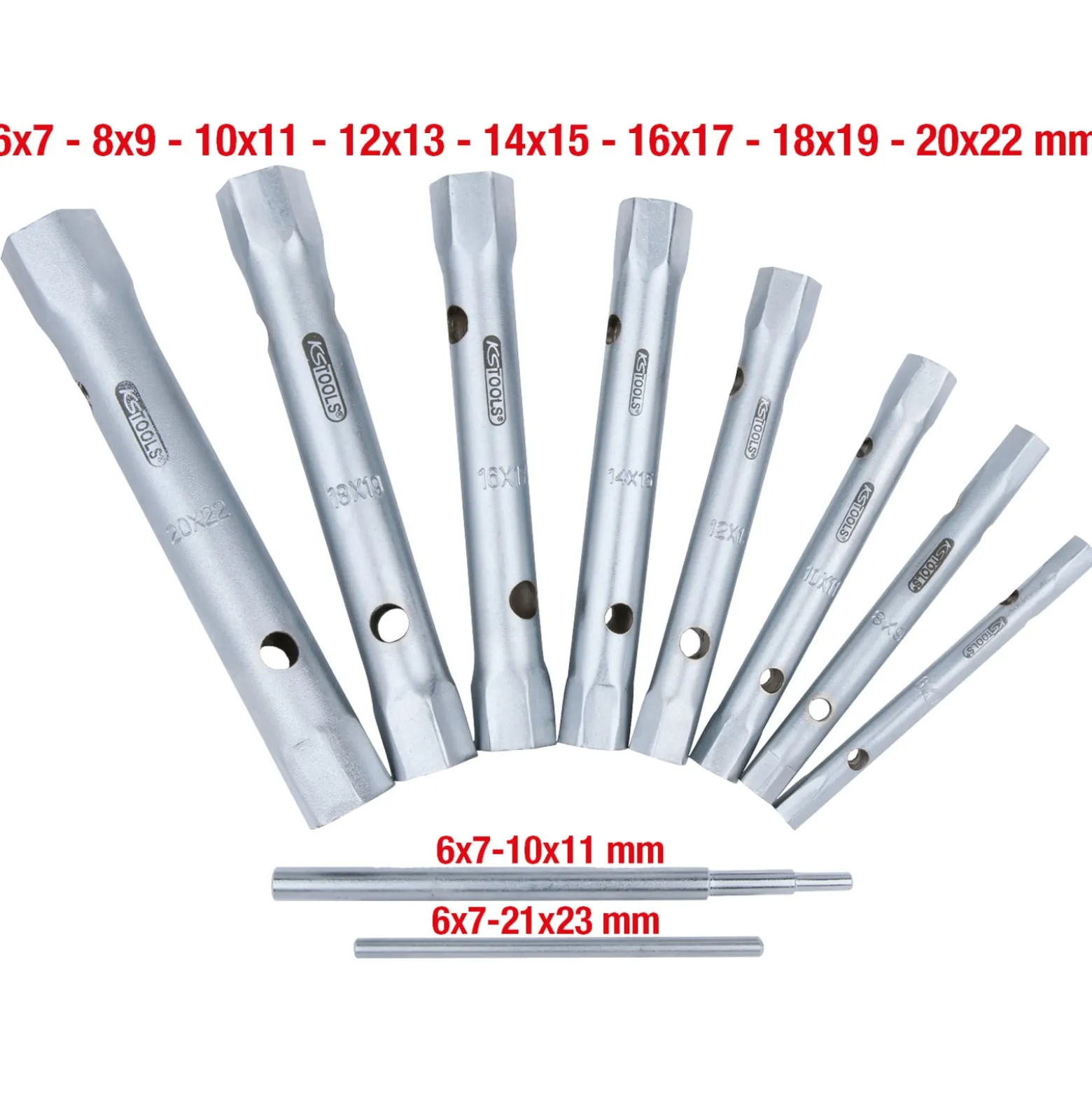 KS TOOLS Rohrsteckschlüssel-Satz 10tlg. 6 x 7 - 20 x 22 mm - 518.0900