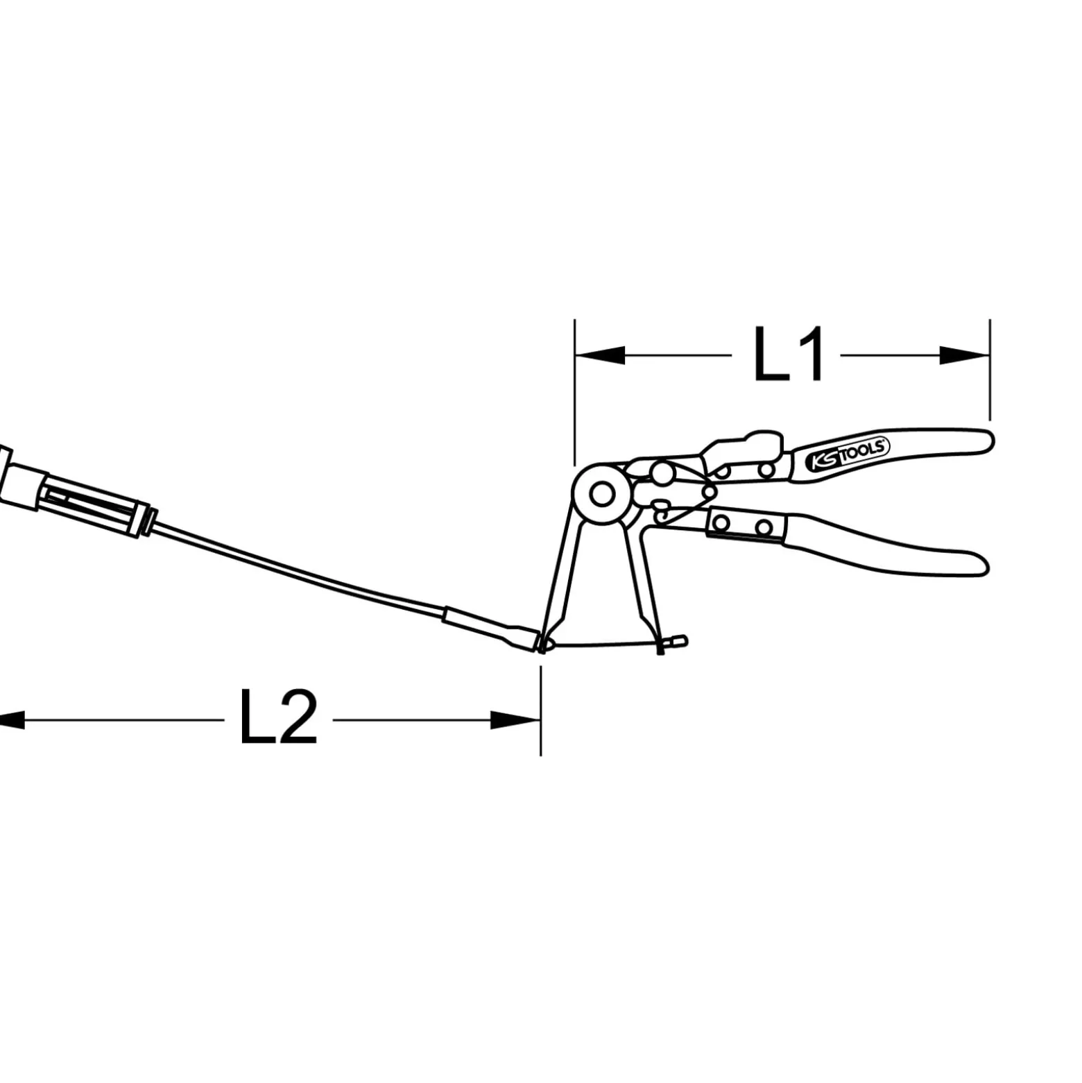 KS TOOLS Schlauchschellenzange mit Bowdenzug 650 mm - 115.1041